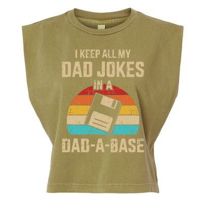 Funny Dad Jokes In Dadabase Vintage For Fathers Day Garment-Dyed Women's Muscle Tee