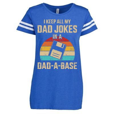 Funny Dad Jokes In Dadabase Vintage For Fathers Day Enza Ladies Jersey Football T-Shirt