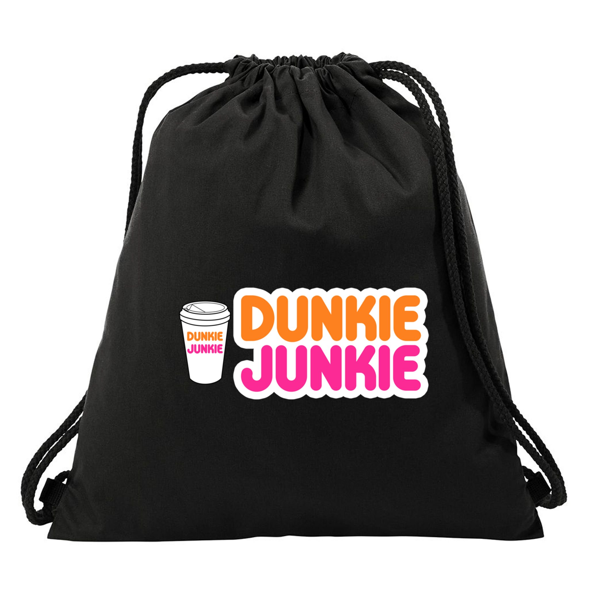 Funny Dunkie Junkie Coffee Love Funny Coffee Saying Cute Gift Drawstring Bag