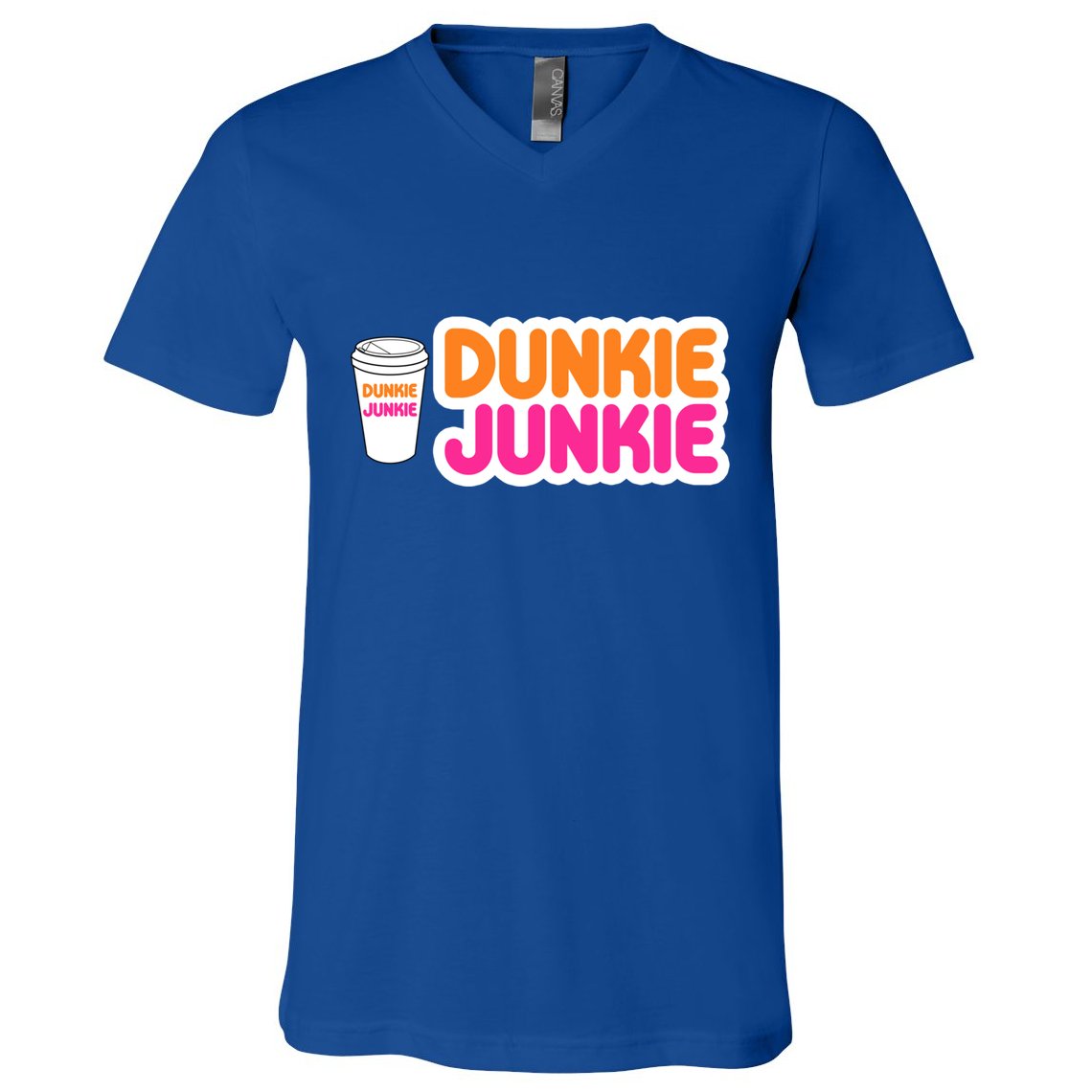 Funny Dunkie Junkie Coffee Love Funny Coffee Saying Cute Gift V-Neck T-Shirt