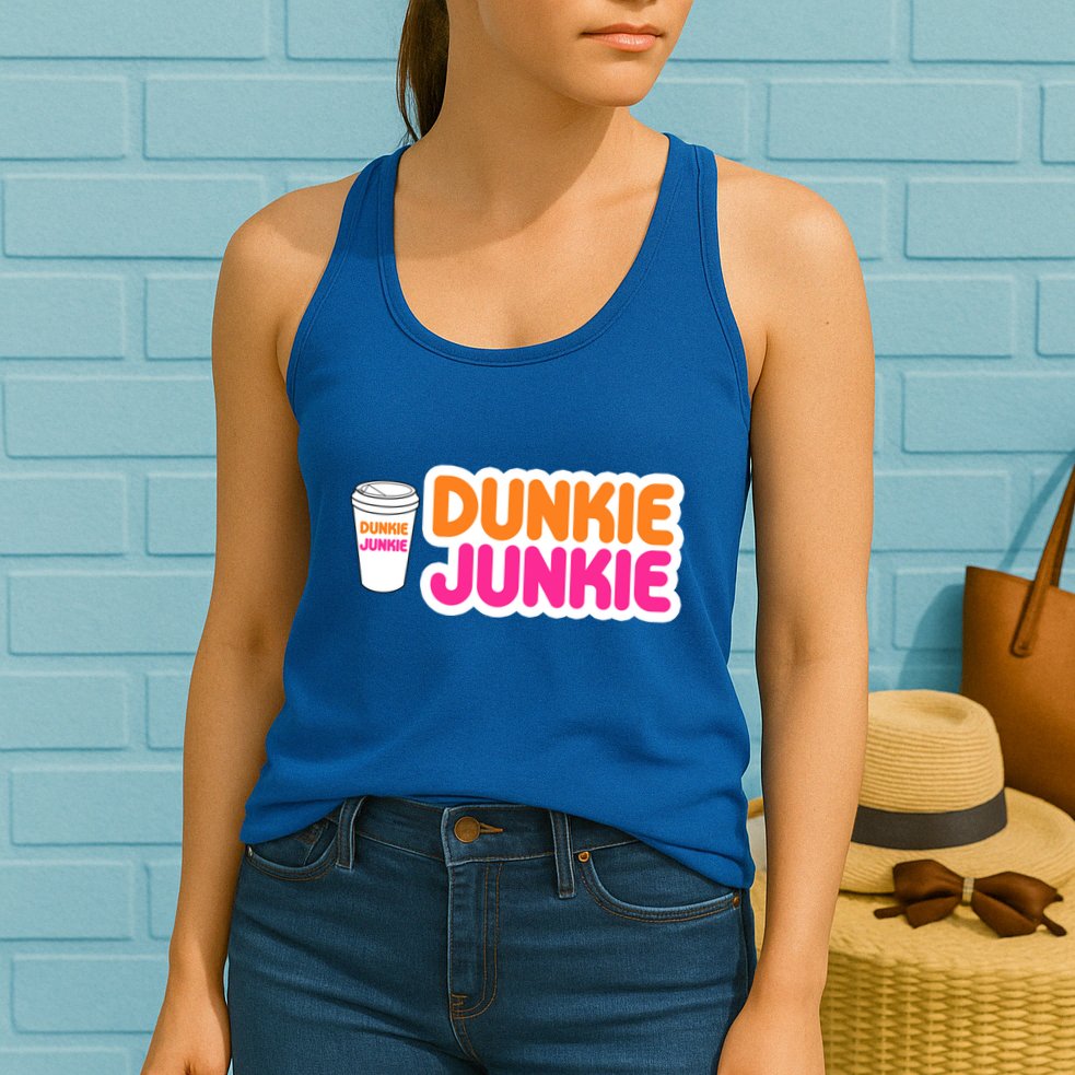 Funny Dunkie Junkie Coffee Love Funny Coffee Saying Cute Gift Womens Tank Top