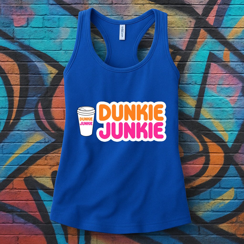 Funny Dunkie Junkie Coffee Love Funny Coffee Saying Cute Gift Womens Tank Top