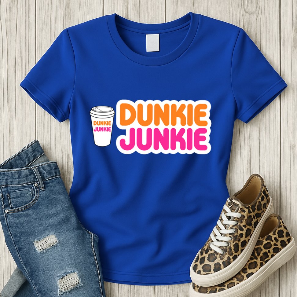 Funny Dunkie Junkie Coffee Love Funny Coffee Saying Cute Gift Womens T-Shirt