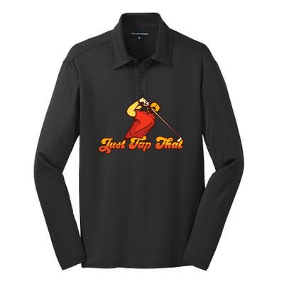 Father's Day Just Tap It In Fun Golf Dad Gift For Dad Silk Touch Performance Long Sleeve Polo