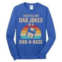 Funny Dad Jokes In Dadabase Vintage For FatherS Day Gift Tall Long Sleeve T-Shirt