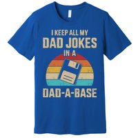 Funny Dad Jokes In Dadabase Vintage For FatherS Day Gift Premium T-Shirt