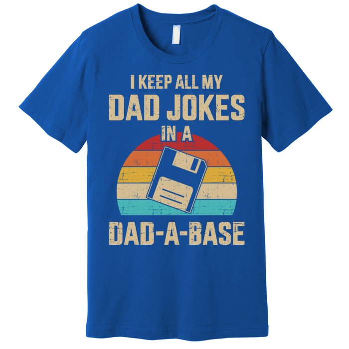 Funny Dad Jokes In Dadabase Vintage For FatherS Day Gift Premium T-Shirt