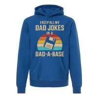 Funny Dad Jokes In Dadabase Vintage For FatherS Day Gift Premium Hoodie