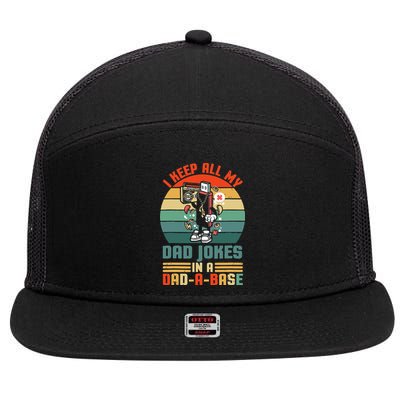 Funny Dad Jokes In Dad A Base Vintage For Fathers Day 7 Panel Mesh Trucker Snapback Hat