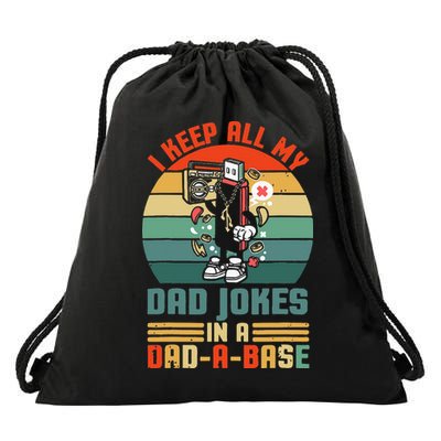 Funny Dad Jokes In Dad A Base Vintage For Fathers Day Drawstring Bag