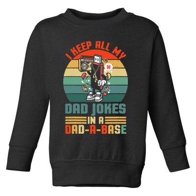 Funny Dad Jokes In Dad A Base Vintage For Fathers Day Toddler Sweatshirt