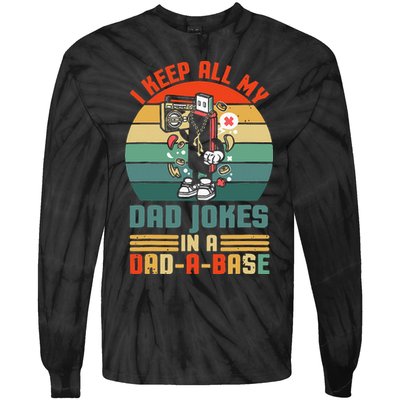 Funny Dad Jokes In Dad A Base Vintage For Fathers Day Tie-Dye Long Sleeve Shirt