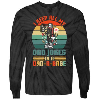 Funny Dad Jokes In Dad A Base Vintage For Fathers Day Tie-Dye Long Sleeve Shirt