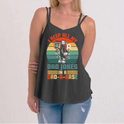 Funny Dad Jokes In Dad A Base Vintage For Fathers Day Women's Strappy Tank