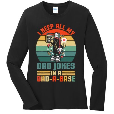 Funny Dad Jokes In Dad A Base Vintage For Fathers Day Ladies Long Sleeve Shirt