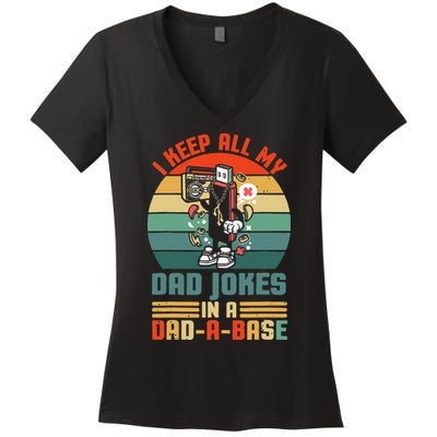 Funny Dad Jokes In Dad A Base Vintage For Fathers Day Women's V-Neck T-Shirt