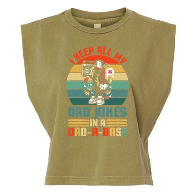 Funny Dad Jokes In Dad A Base Vintage For Fathers Day Garment-Dyed Women's Muscle Tee
