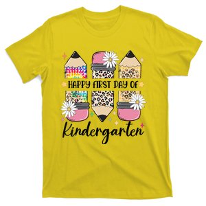 First Day Kindergarten Teacher Leopard Pencil Back To School T-Shirt