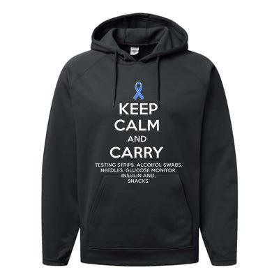 Funny Diabetic Keep Calm Type 1 Type 2 Diabetes Awareness Performance Fleece Hoodie