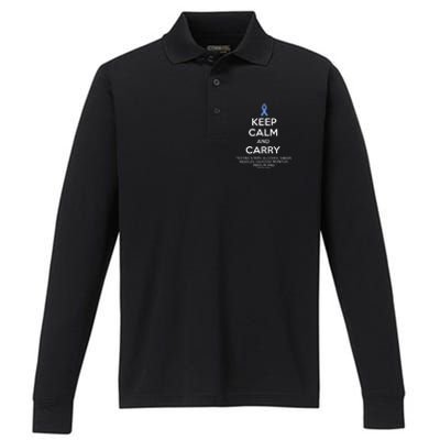 Funny Diabetic Keep Calm Type 1 Type 2 Diabetes Awareness Performance Long Sleeve Polo