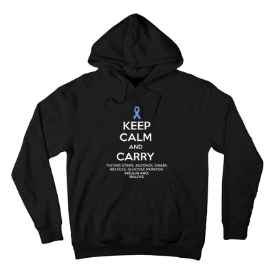 Funny Diabetic Keep Calm Type 1 Type 2 Diabetes Awareness Hoodie