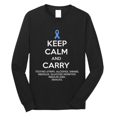 Funny Diabetic Keep Calm Type 1 Type 2 Diabetes Awareness Long Sleeve Shirt