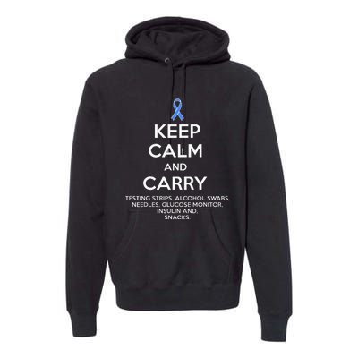 Funny Diabetic Keep Calm Type 1 Type 2 Diabetes Awareness Premium Hoodie