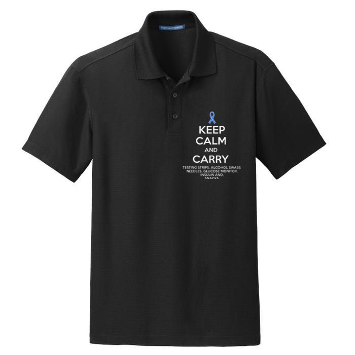 Funny Diabetic Keep Calm Type 1 Type 2 Diabetes Awareness Dry Zone Grid Polo