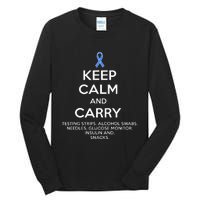 Funny Diabetic Keep Calm Type 1 Type 2 Diabetes Awareness Tall Long Sleeve T-Shirt