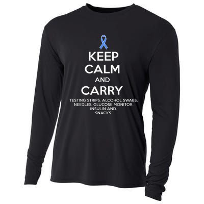 Funny Diabetic Keep Calm Type 1 Type 2 Diabetes Awareness Cooling Performance Long Sleeve Crew