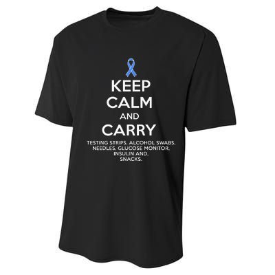 Funny Diabetic Keep Calm Type 1 Type 2 Diabetes Awareness Performance Sprint T-Shirt