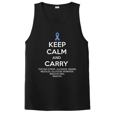 Funny Diabetic Keep Calm Type 1 Type 2 Diabetes Awareness PosiCharge Competitor Tank