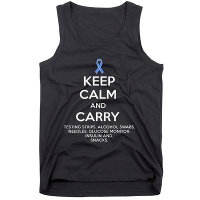 Funny Diabetic Keep Calm Type 1 Type 2 Diabetes Awareness Tank Top