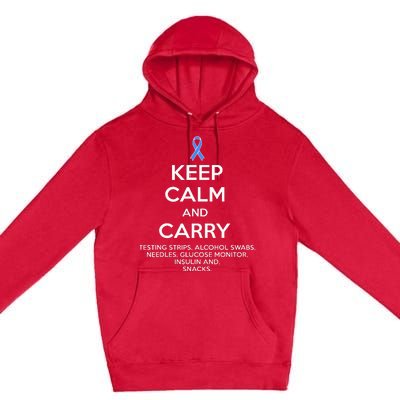 Funny Diabetic Keep Calm Type 1 Type 2 Diabetes Awareness Premium Pullover Hoodie