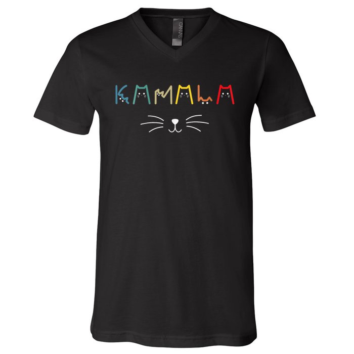 Funny Design Kamala Harris Cat Lettering Positive V-Neck T-Shirt