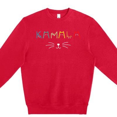 Funny Design Kamala Harris Cat Lettering Positive Premium Crewneck Sweatshirt