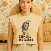 Funny Design Keep Calm And Vultures Condor Buzzard Garment-Dyed Women's Muscle Tee