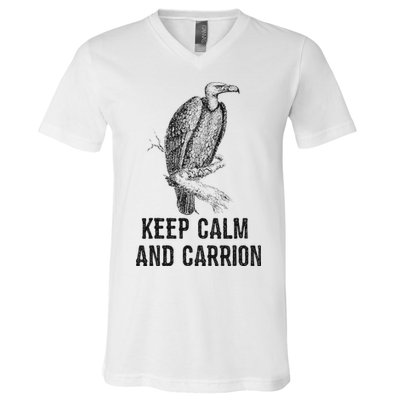 Funny Design Keep Calm And Vultures Condor Buzzard V-Neck T-Shirt