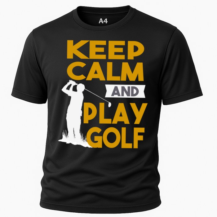Father's Day Keep Calm And Play Golf Fun Gift For Dad Cooling Performance Crew T-Shirt