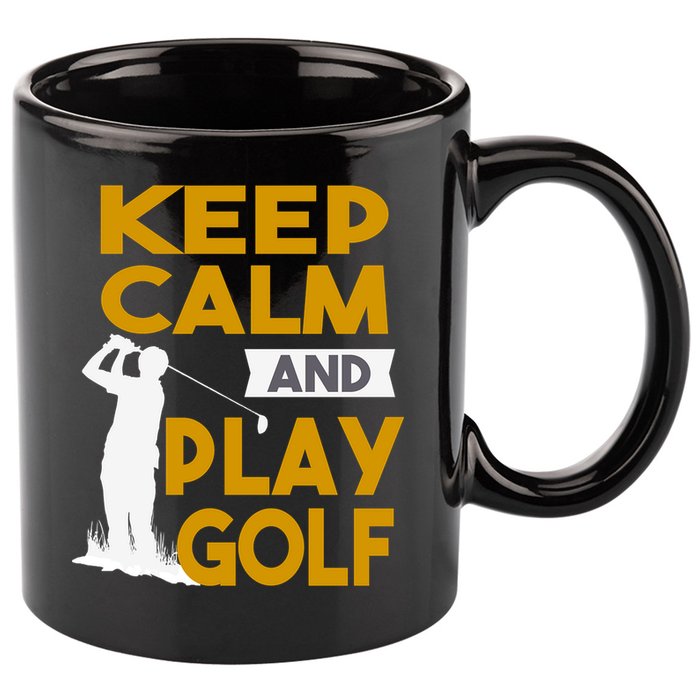 Father's Day Keep Calm And Play Golf Fun Gift For Dad 11oz C Handle Ceramic Mug