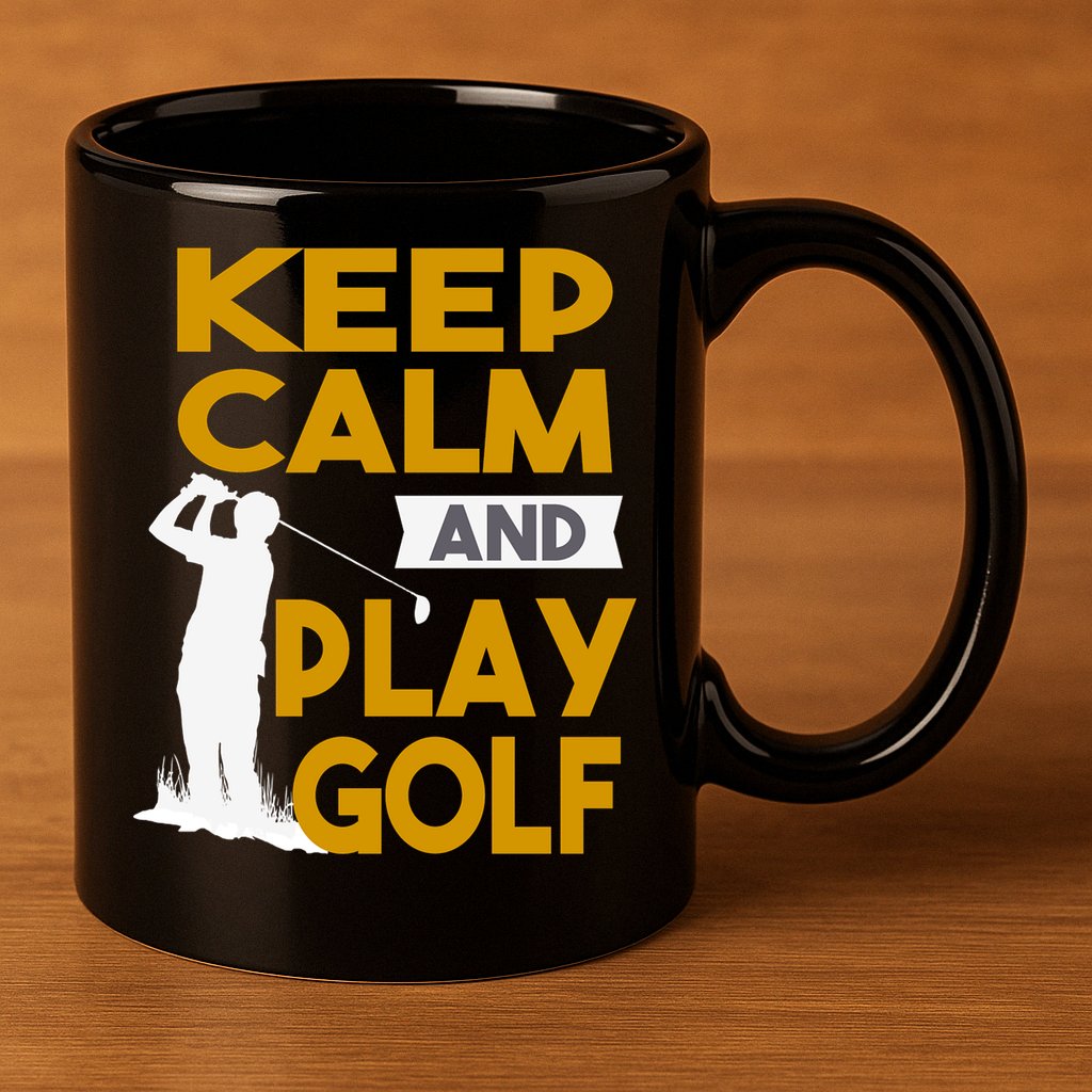 Father's Day Keep Calm And Play Golf Fun Gift For Dad 11oz C Handle Ceramic Mug