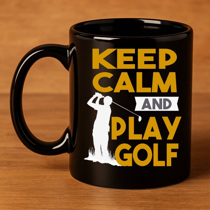 Father's Day Keep Calm And Play Golf Fun Gift For Dad 11oz C Handle Ceramic Mug