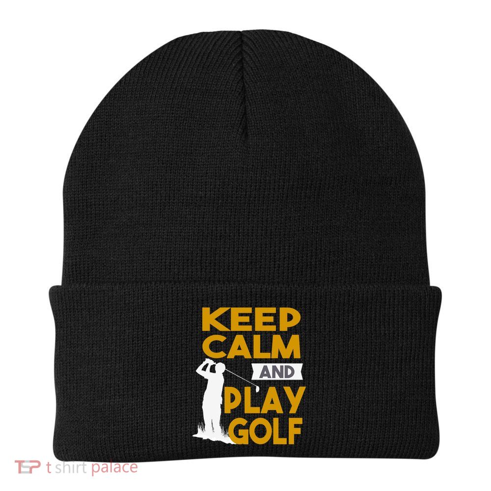 Father's Day Keep Calm And Play Golf Fun Gift For Dad Beanie