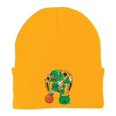 Funny Dabbing Leprechaun Basketball St Patricks Day Gift Knit Cap Winter Beanie