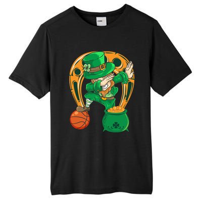 Funny Dabbing Leprechaun Basketball St Patricks Day Gift Tall Fusion ChromaSoft Performance T-Shirt