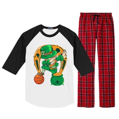 Funny Dabbing Leprechaun Basketball St Patricks Day Gift Raglan Sleeve Pajama Set