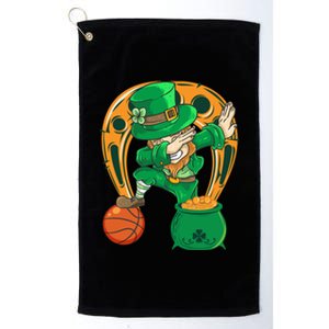 Funny Dabbing Leprechaun Basketball St Patricks Day Gift Platinum Collection Golf Towel