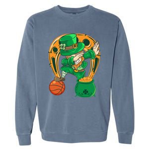 Funny Dabbing Leprechaun Basketball St Patricks Day Gift Garment-Dyed Sweatshirt