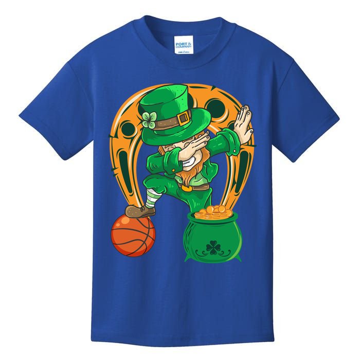 Funny Dabbing Leprechaun Basketball St Patricks Day Gift Kids T-Shirt