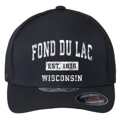 Fond Du Lac Wisconsin Wi Vintage Established Sports Flexfit Unipanel Trucker Cap